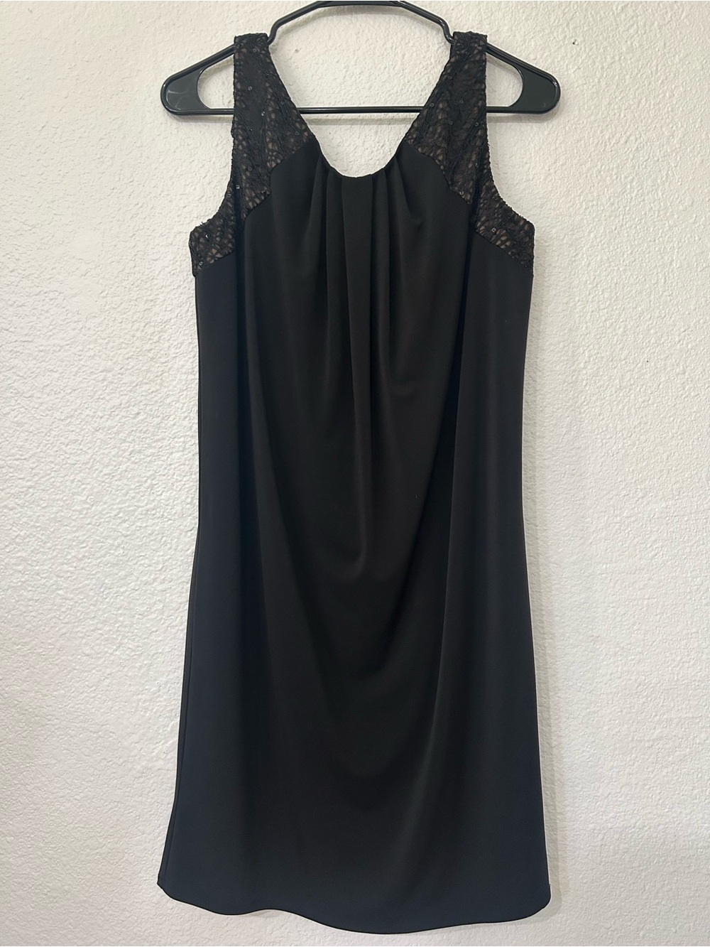 Maggy London Black Lace-Accent Sleeveless Shift Dress